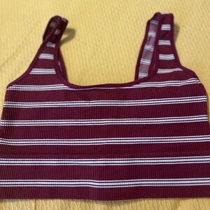 No Boundaries Burgundy and White Striped Top